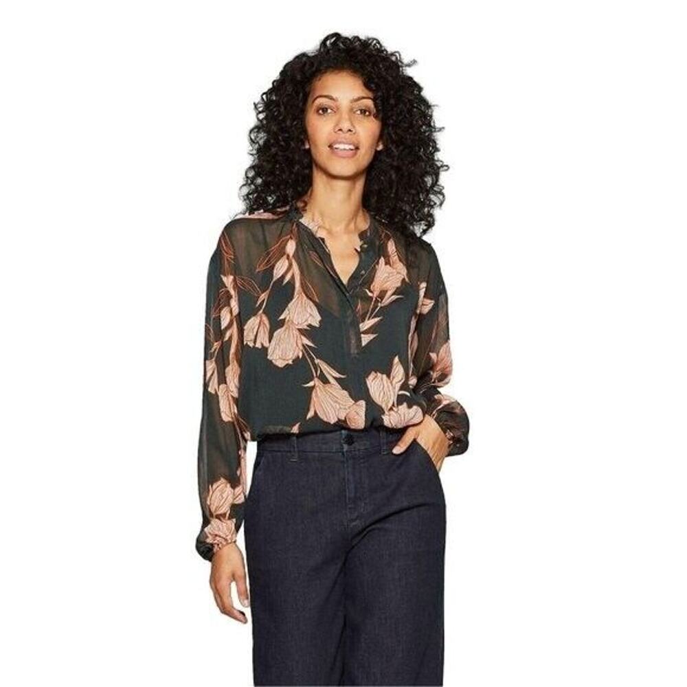 A New Day Floral Popover Top Blouse